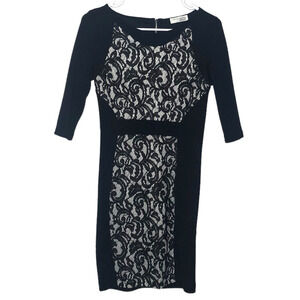 Zara  W & B Collection black bodycon dress lace insert, Large